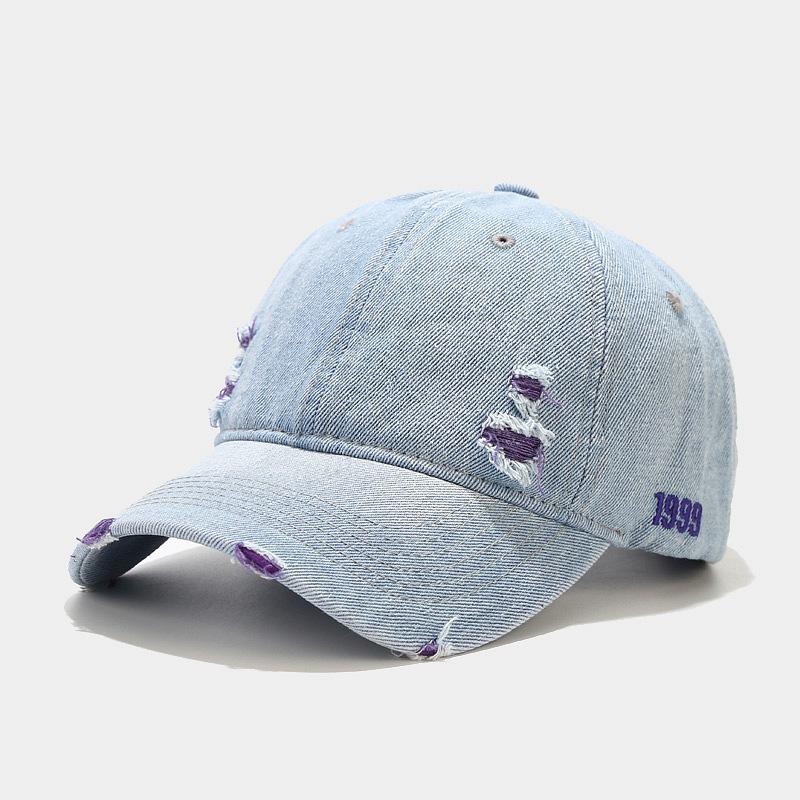 

Fashion Unisex Washed Denim Baseball Cap Women Distressed Ripped Hole Hip Hop Caps Men Adjustable Outdoor Snapback Hat gorras adjustable фіолетовий