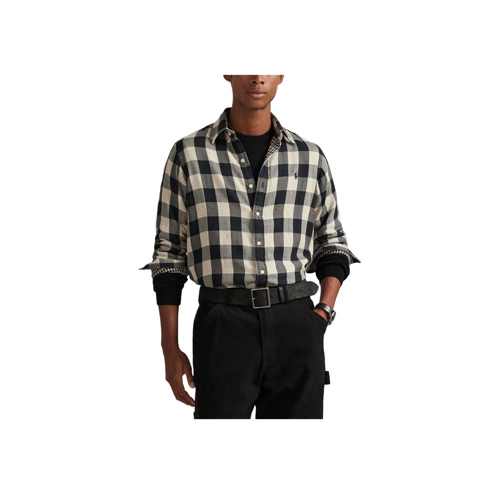 Polo Ralph Lauren Plaid Polo Collar Small Pony Embroidered Shirt Men shirts 710P00517-002