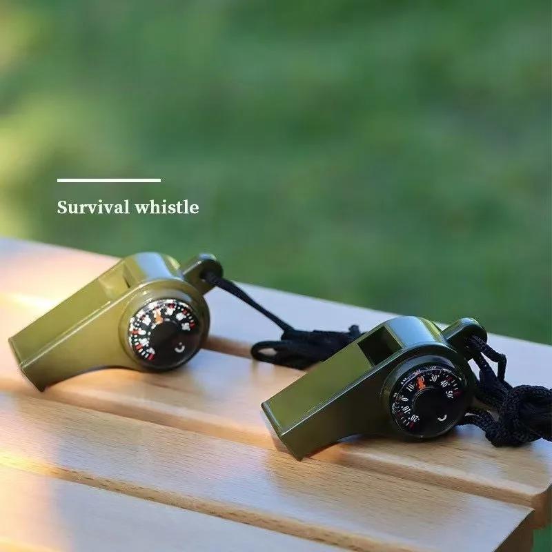 3 In 1 Emergency Safety Whistle Loud Survival Whistle Multi Functions with Mini Compass for Outdoor Hiking Camping Boating