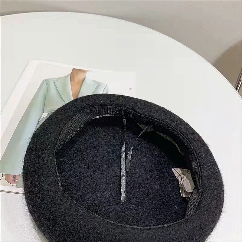 Winter Wool Beret Hat for Women Lady Love Heart Embroidery Warm Pumpkin Hats Ins Korean Girl Y2K Artist Painter Octagonal Caps