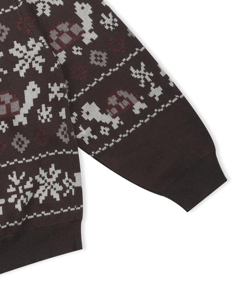 GLACK Gnt049 Turtles Fair Isle Nordic Knit (Brown)