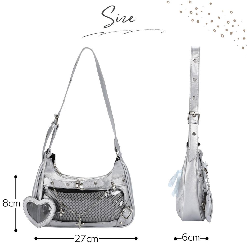 Harujio Ita Shoulder Hidden Shoulder Mini Ita Otaku Ita Popular Bag, Small, Bag, Bag, Handbag, Bag, Clear, Activity, Y2K, Bag, Black, Silver, Cute,