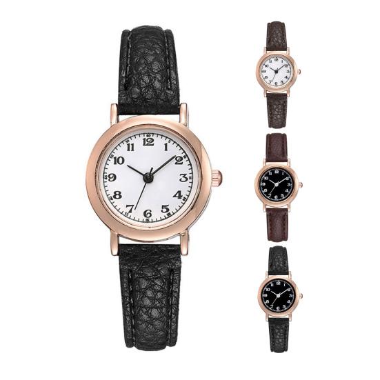 Women Round Dial Watch with Faux Leather Strap Casual Formal Watch Quartz Analog Wristwatch Gift for Birthday Christmas