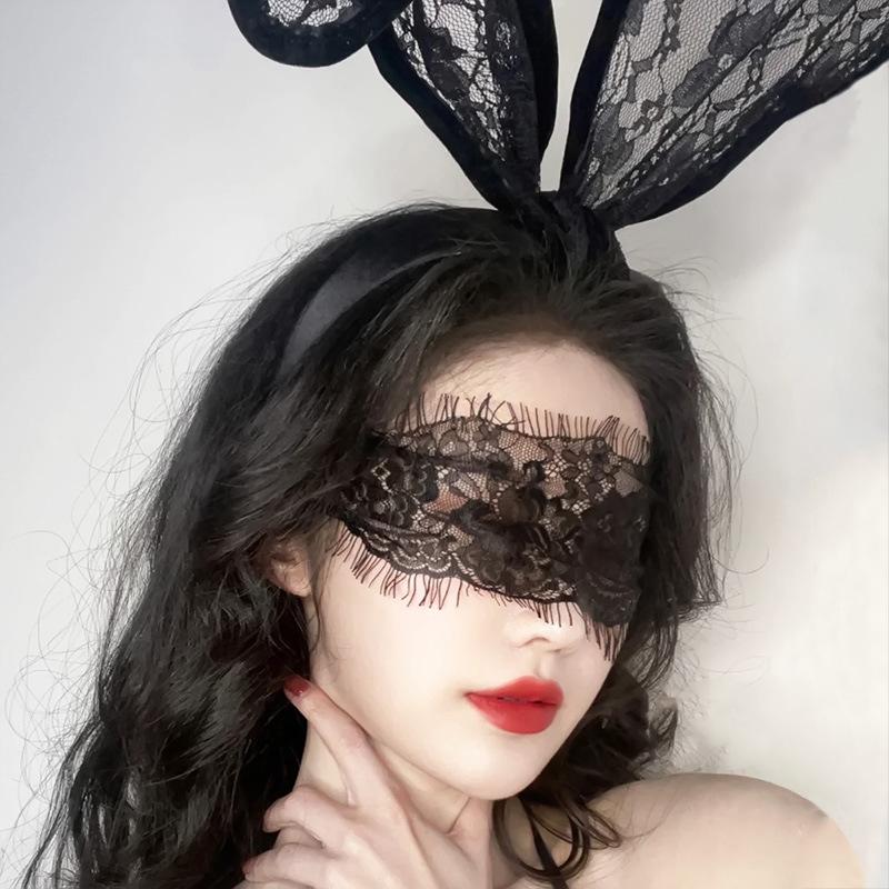 Rabbit Ears Headband Hairpin Bunny Girl cos Eye Mask Veil Sexy Mask Lace Sex Accessories