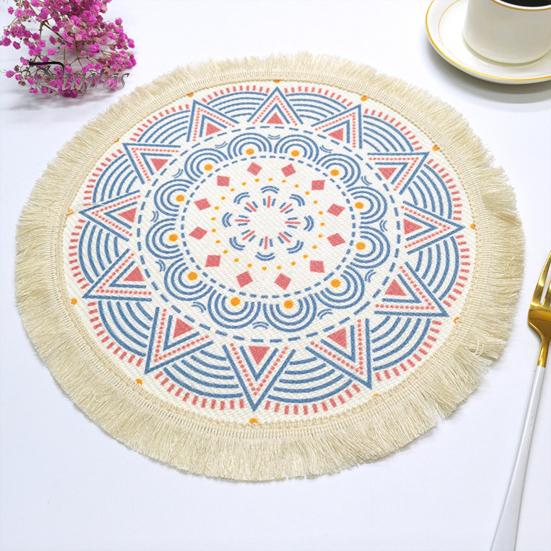 Descanso de Panela Antiderrapante para Cozinha, Jogo Americano Tecido de Algodão Estilo Boho, Jogo Americano de Mesa com Franjas de Borla para Pratos de Jantar, Jogo Americano Lavável a Quente, Suporte de Panela Resistente para Pratos Quentes,