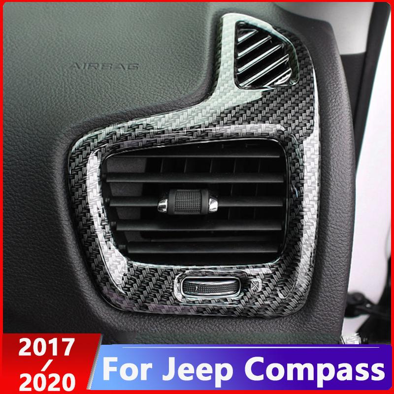 Für Jeep Compass 2017 2018 Kohlefaser Auto vorne links und rechts Air Vent Outlet Panel Rahmenabdeckung Verkleidung Auto-Styling
