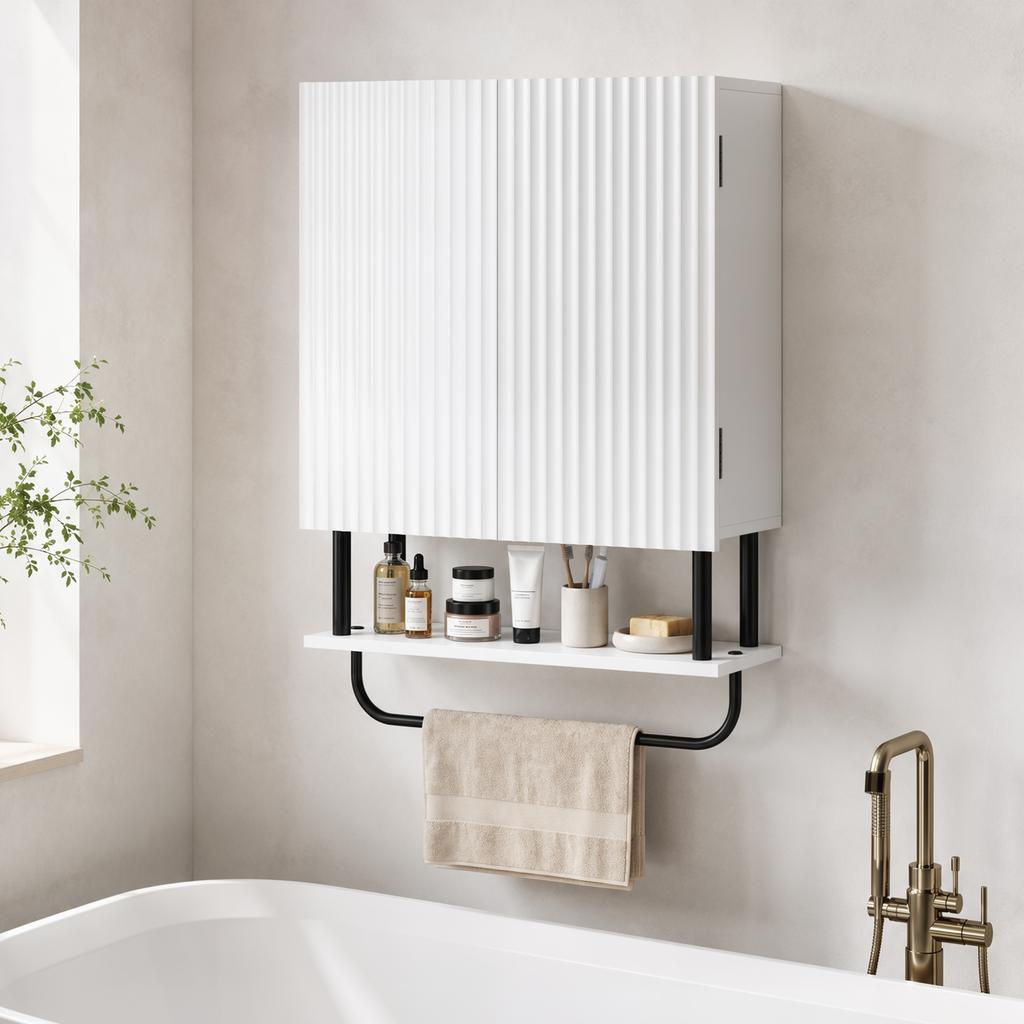 Bathroom Wall Cabinet Modern Space Saver Wall Mounted Cabinet Doors Storage White