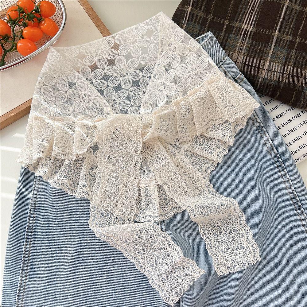 Embroidered Flower Lace Flower Hair Scarf Y2K Streetwear Chic Lace Mini Skirt Bohemian Casual Bandanas for Women