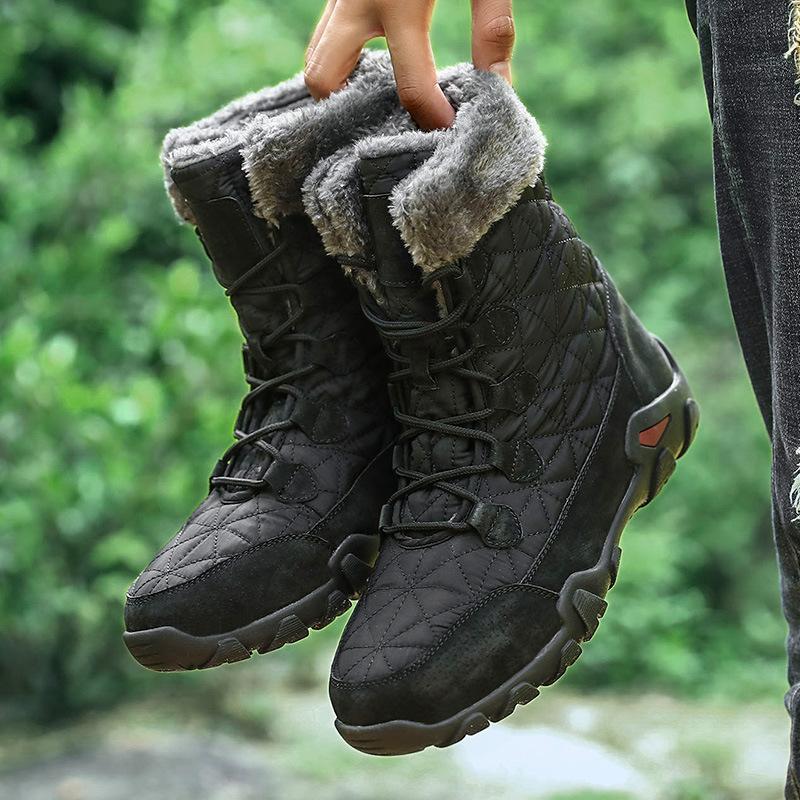 Winter cotton shoes men's high-top velvet thermal hiking shoes large size outdoor cotton boots thick-soled casual snow boots
