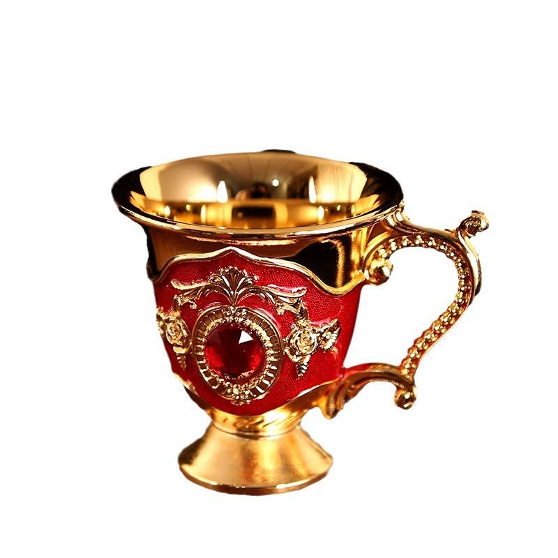 Mode Kreatives Zuhause Metall Weißweinglas Legierungsmuster Edelsteine Verziert Klassischer Wein