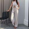 Vêtements européens et pour femmes nouvelle mode style tempérament col bénitier débardeur cordon de serrage pantalon large ensemble
