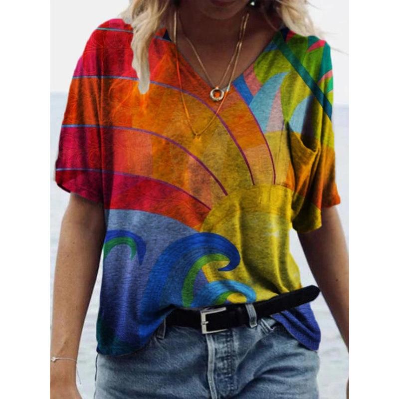 New Popular Abstract Painting 3D Printed Short Sleeved T-shirt for Women's Clothing