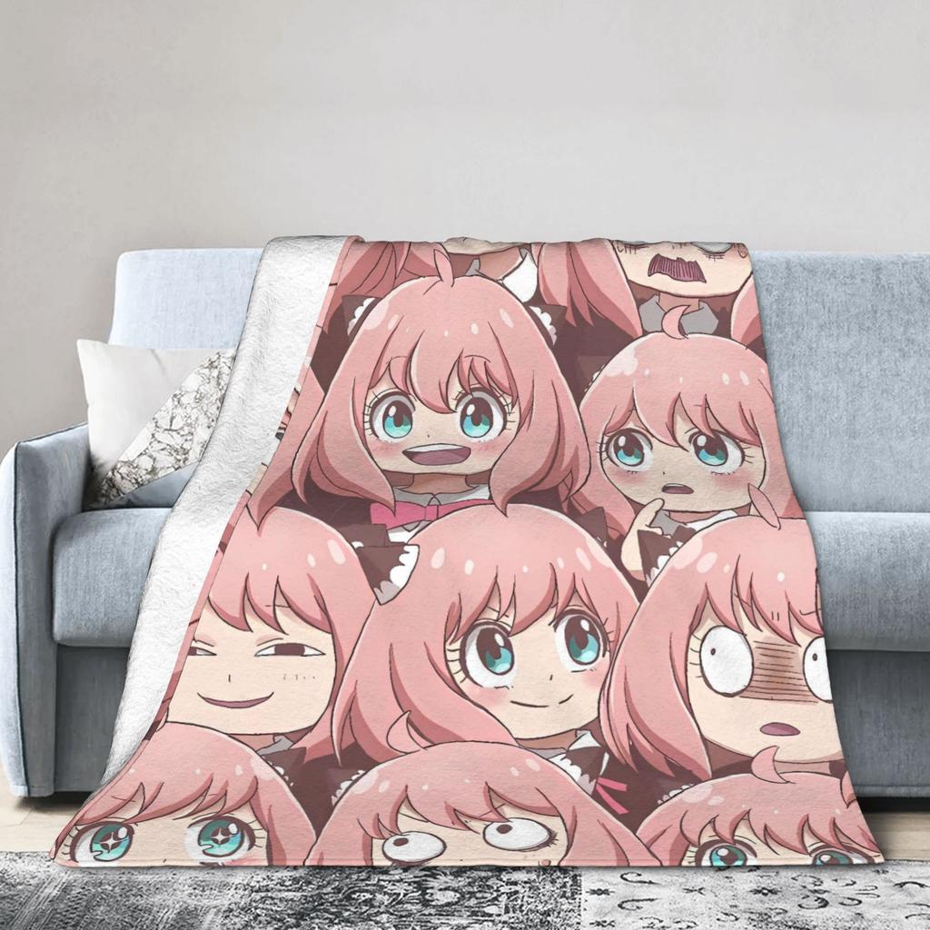 Spy Family Flannel Blanket Winter A-Anyas Super Warm Throw Blanket for Kids Bedroom Graphic Bedspread Sofa Bed Cover