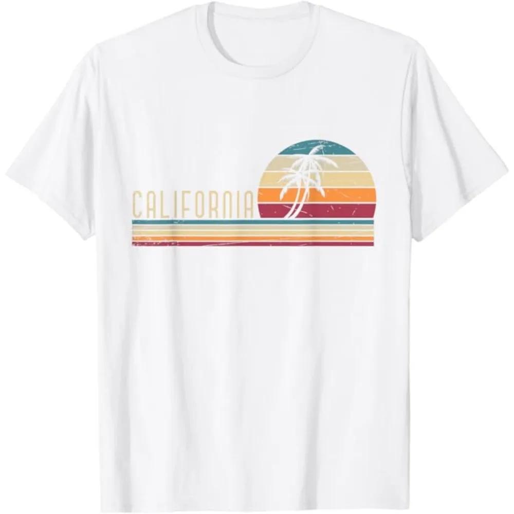 Cali Summer Vacation CA Palm Trees USA Retro California TShirt Men Women Summer Fashion Cotton Roundneck Shortsleeved Top