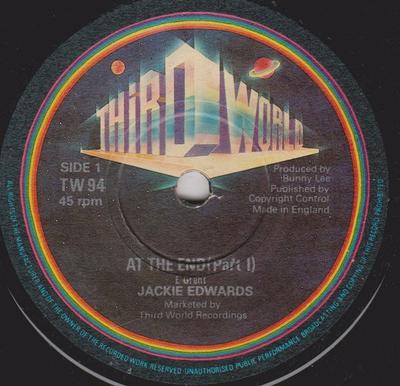 7inch Record JACKIE EDWARDS - At The End TW94 Third World UK Reggae, Ska & Dub Used