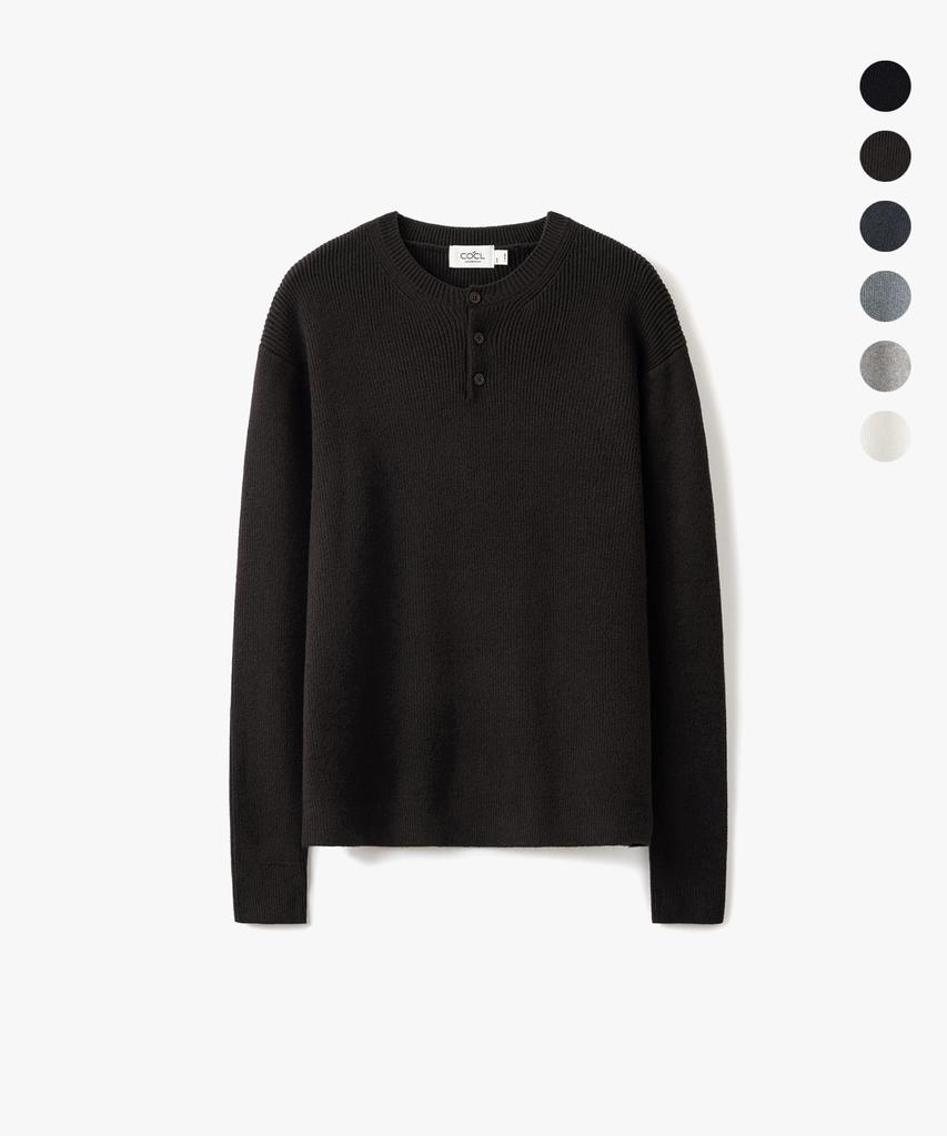 COSTUME O’CLOCK Daily Slim Fit Henley Neck Knit 6 Color Cooskt075