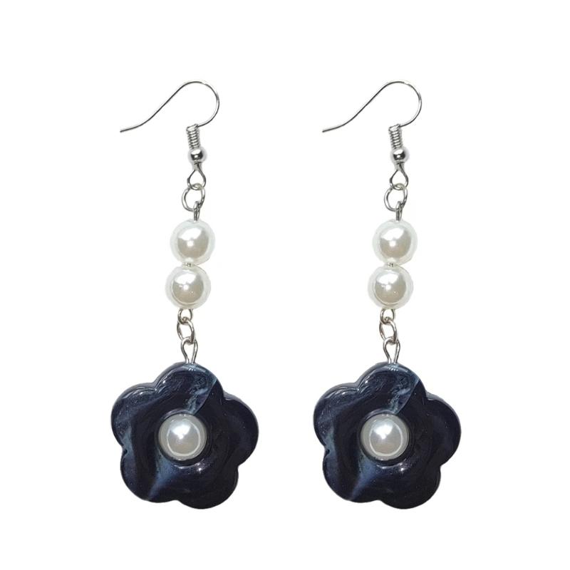 1 Pair Minimalist Punk Hip Hop Geometric Pearls Flower Earrings Hyperbole Cool Earrings for Women Aesthetic Ear Jewelry