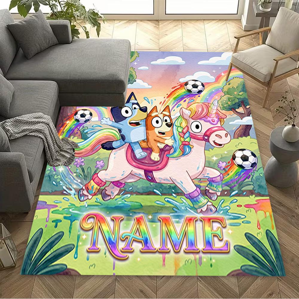 Christmas Football Celebration Customized Name Area Rug Suitable for Balcony Foyer Dormitory Study room Anti-slip Rug Anime Office Decor