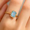 Vintage Emerald cut Aquamarine Engagement Ring Promise Ring For Her Anniversary Gift For Wife Christmas Present