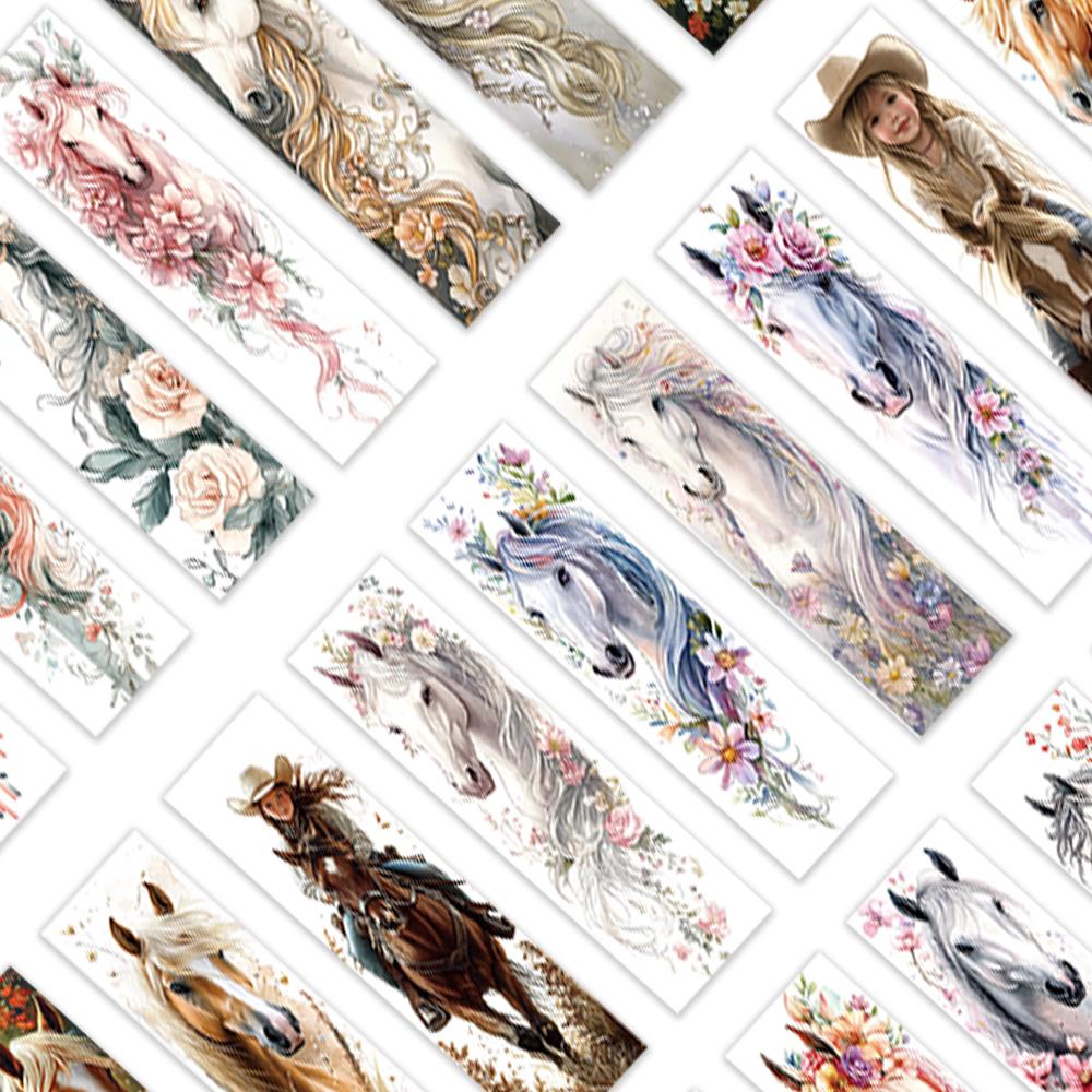 32pcs, Watercolour Horse Bookmarks, Maiden and Horse Series for Teachers, Readers and Book Lovers, Bookmarks, Gifts, Party, Birt