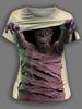 3D Print Sports Quick-dry Breathable Women's T-shirt Outdoor Street Casual Fashion Scary Skull Gothic Hip-hop Short-sleeve Clothing