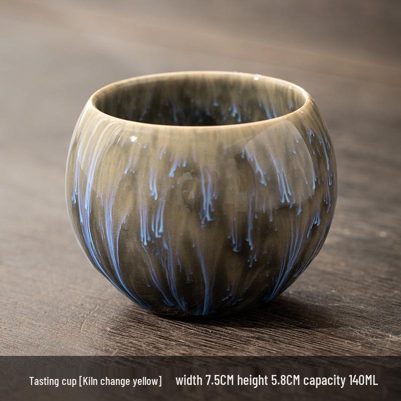 Kiln-Change Five Elements Ceramic Tea Cup Set with Tianmu Glaze