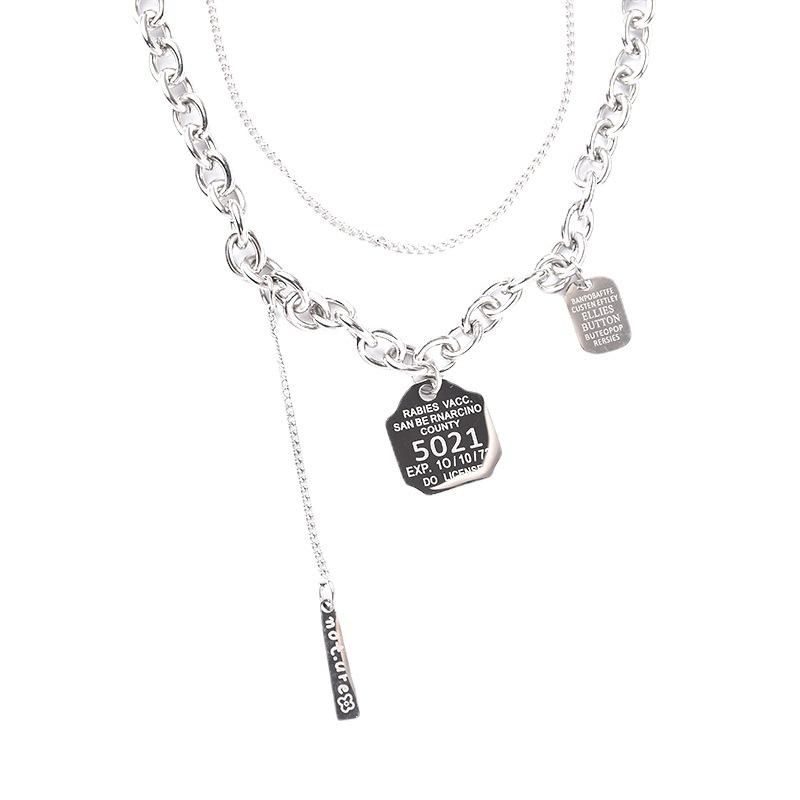 Personalized Titanium Steel Necklace - Stylish Short Double-layered Layered Accessory for Both Men and Women, Featuring Hip-hop Letters As Pendants.