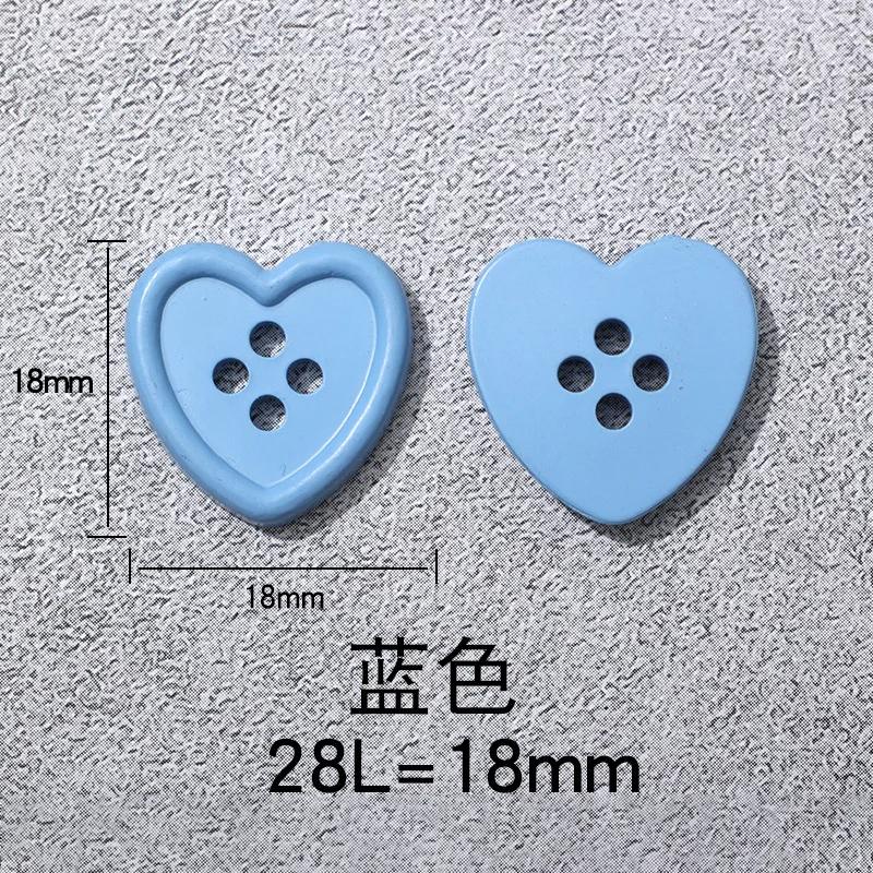 20pcs/lot 18mm Resin Button Heart Shape 4-Hole Plastic for Needlework Sewing Button for Clothing Diy Accessories Decorative