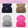 Gorro de Tricô com Bordado de Coração Para Aquecimento de Inverno e Estilo Casual