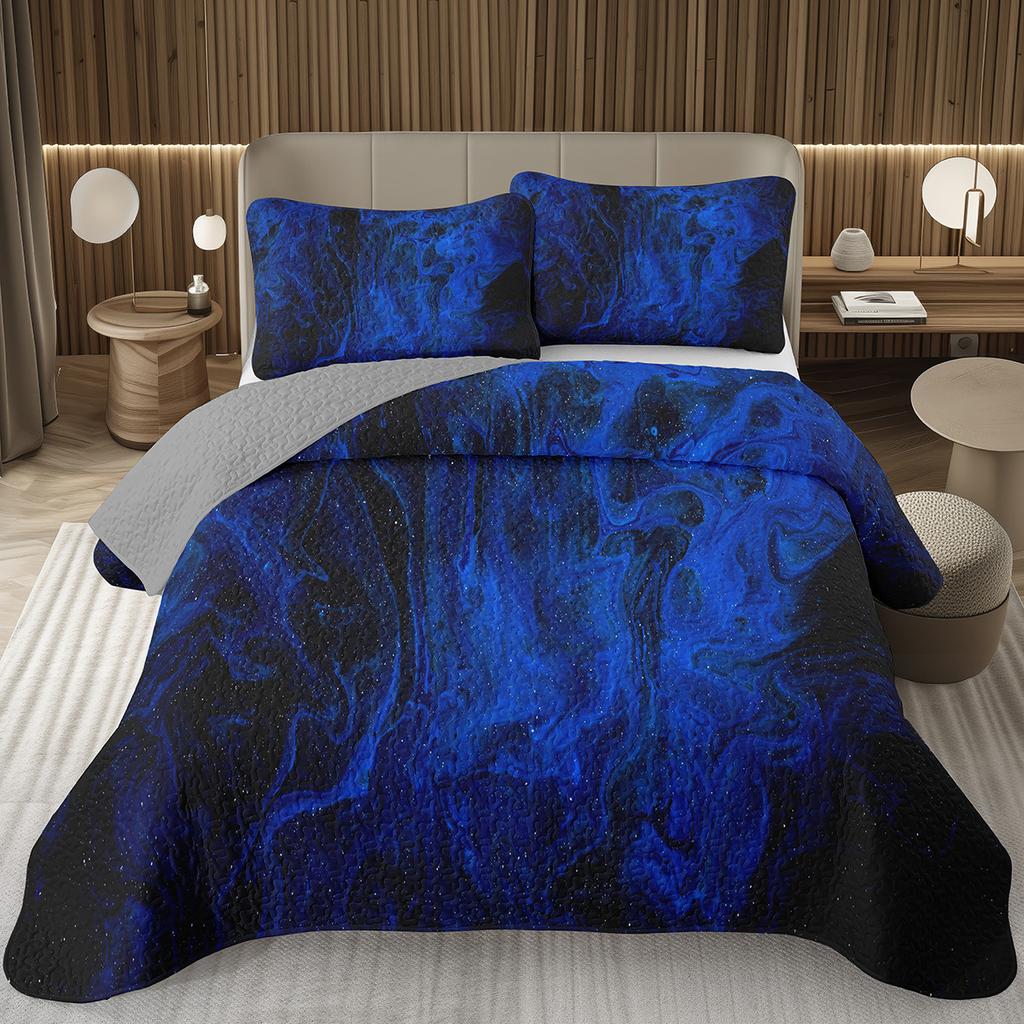 Marble Bedspread Set Soft Lightweight Stone Print Coverlet Bed Spreads, Farmhouse Modern Thin Quilted Bedding Sets for Women Men