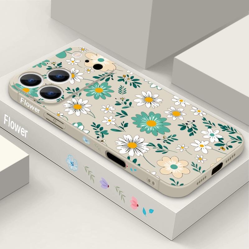 Cartoon Daisies Flower Pattern Lanyard Case For iPhone 17 Pro Max iPhone 16 15 14 13 Pro Max 11 16E 17E Soft Silicone Phone Back Cover
