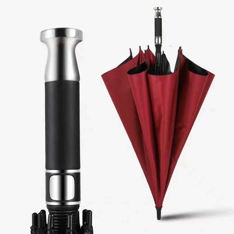 11-Inch umbrella, automatic golf umbrella, enlarged double-layer weather and rain dual-purpose, windstorm-resistant long handle advertising custom