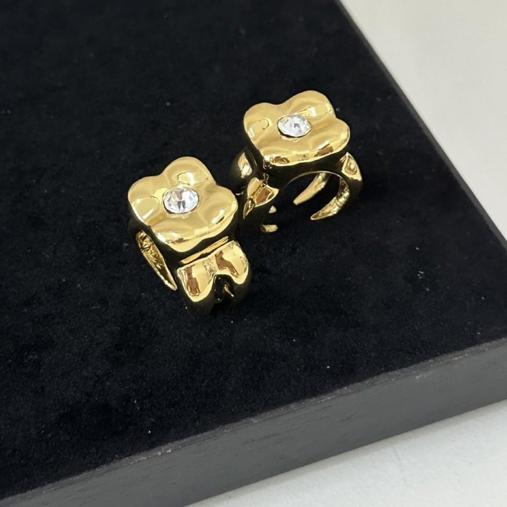 Sweet Tulip Flower Flower Ring Korean Style Glaze Enamel Finger Ring Wide Rhinestone French Irregular Ring Girls