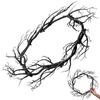 Halloween Wreath Black Twig Garland Fake Branch Decor Artificial Door Wreath Hanging Nament Front Door Garlands Festive Party
