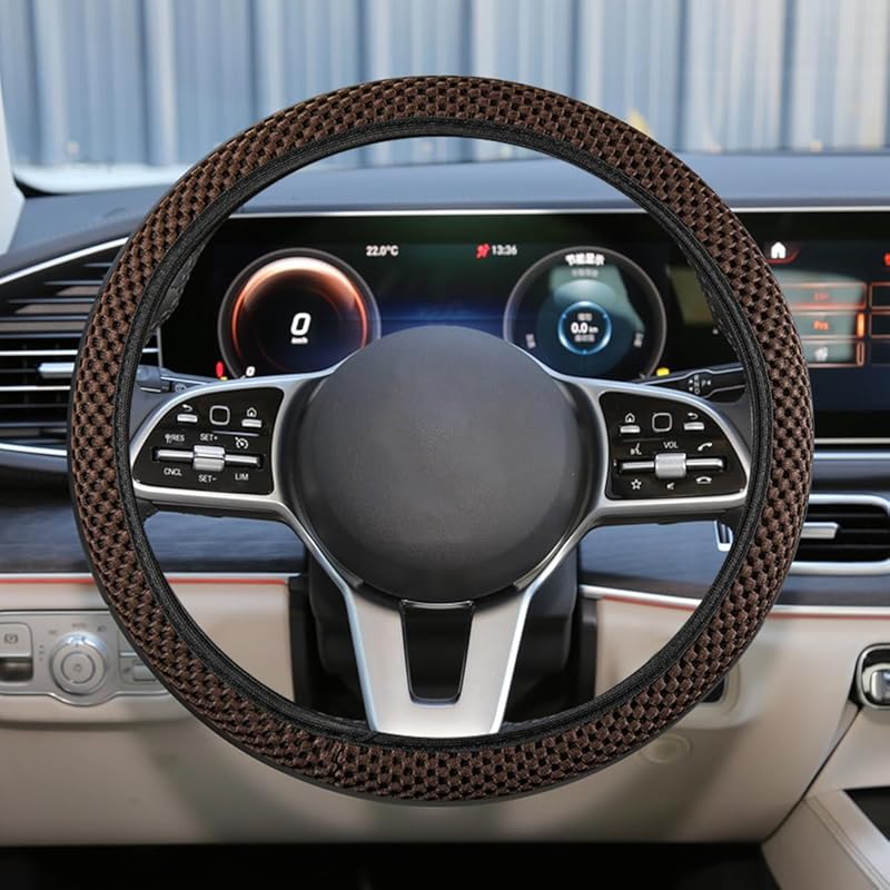 Elastic Stretch Steering Wheel Cover, Anti-Slip 15 Inch Microfiber Odorless Breathable Ice Silk Car Steering Wheel Protector, Easy Carry, Warm In