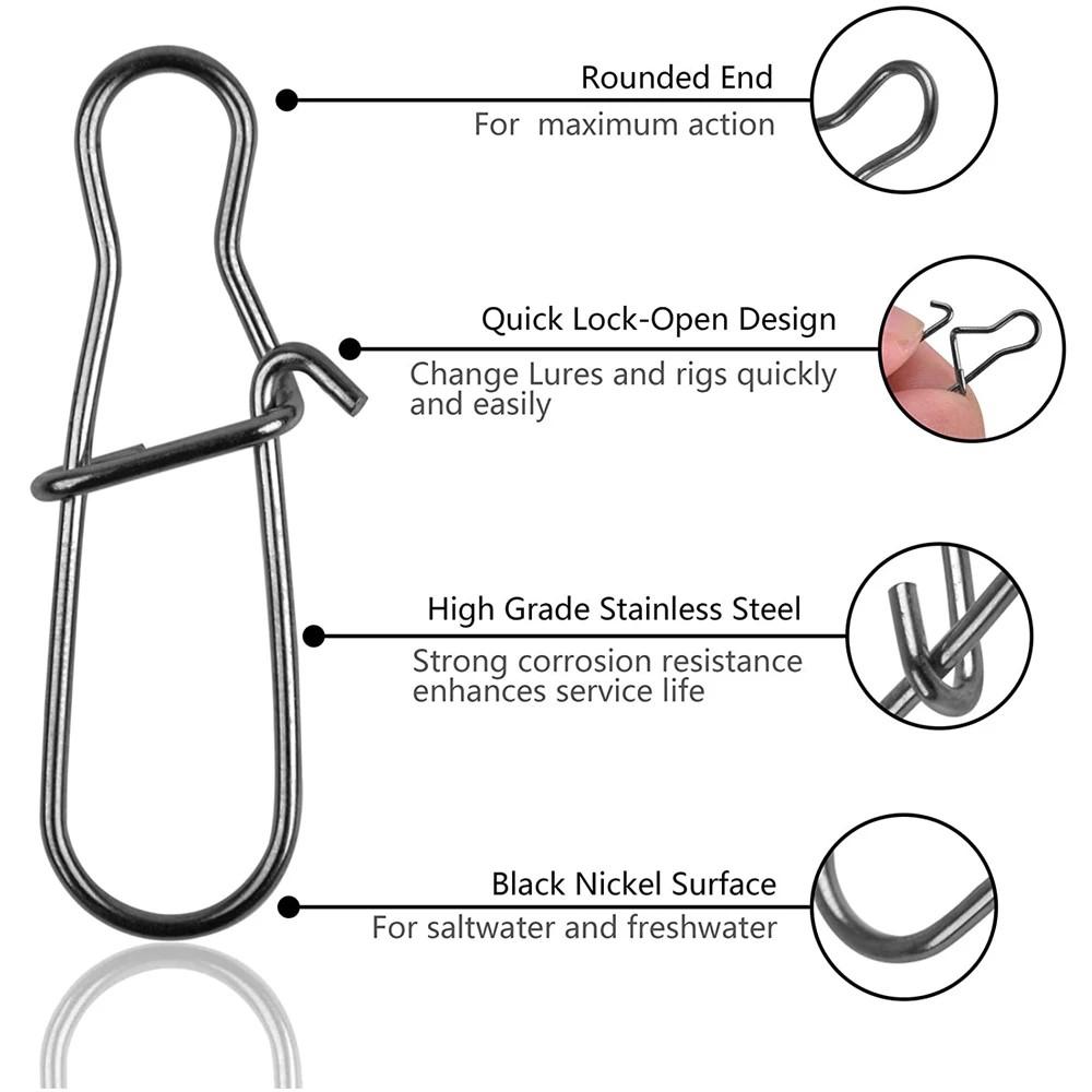 210 buc Agrafe Pescuit Clip Agrafă Duo Lock Vârteje Agrafe Momeală Schimbare Rapidă Oțel Inoxidabil Vârteje Clipuri Pescuit Echipament Pescuit