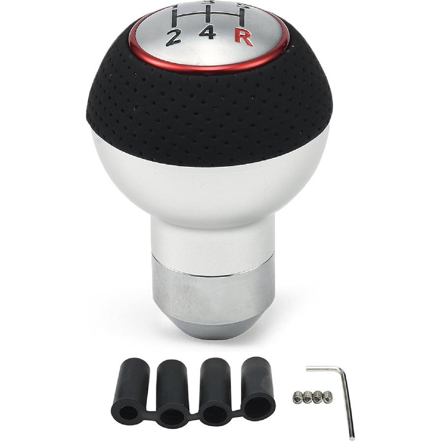 

5 Speed Gear Shift Knobs for Manual Transmissions Aluminum Alloy & Leather Manual Gear Shifter Knobs with 4 Adapters Universal Fit for Most чёрный