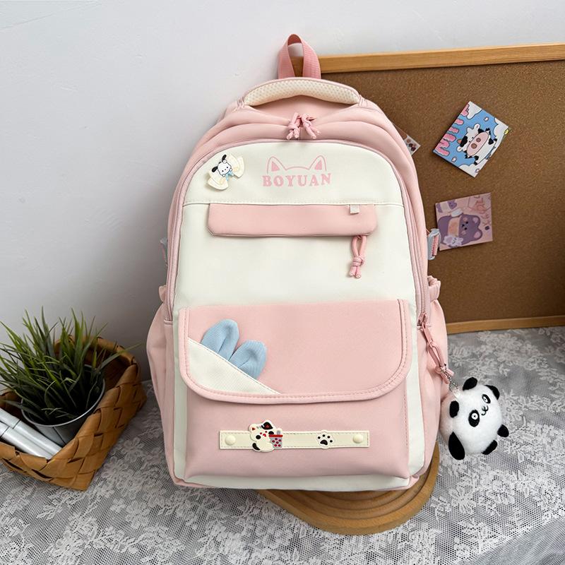 Schoolbag schoolbag female ins cute junior high school students versatile contrasting color backpack simple small fresh casual large capacity backpack