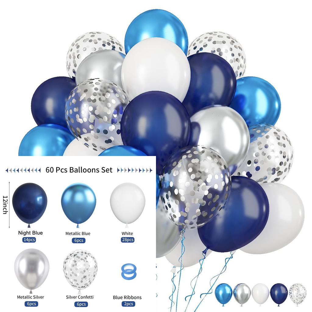 Set di 60 palloncini in lattice da 12 pollici rosa blu viola oro con coriandoli, adatto per matrimoni, compleanni, feste popolari