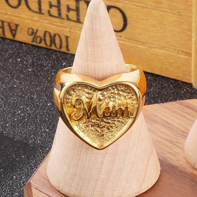 Stainless Steel Mom Charm Chunky Rings for Women Men Polished Mother Letter Heart Ring Gold Color Party Jewelry Wholseale Gift