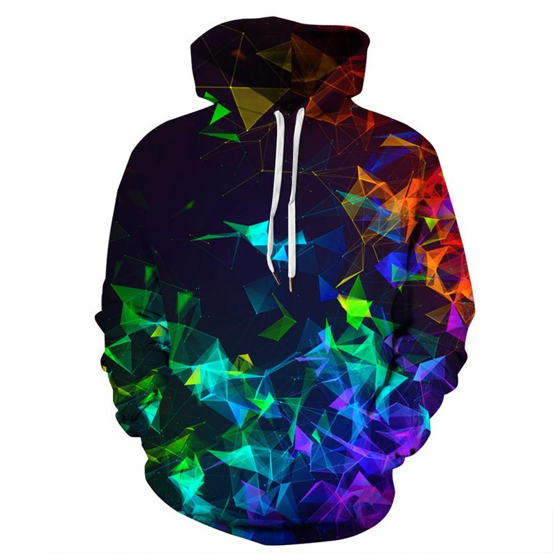 3D Printed Geometric Love Heart Hoodie For Men Colorful Pattern Long Sleeves Spring Autumn Sweatshirts Pullover Street Hoodies