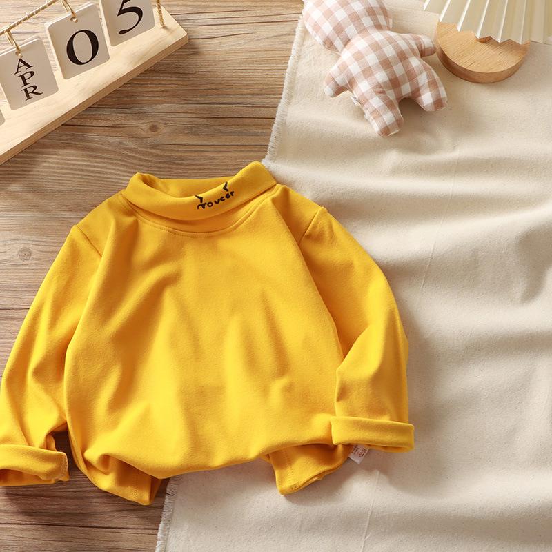 Children's Clothing, German Velvet Boys' Thermal Underwear, Long Sleeved Thick Base Shirt, Single Piece Semi High Neck, Girls' Autumn and Winter