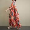 DIMANAF Neu 2026 Sommer Strand Damen Übergröße Vintage Dame Langes Kleid Locker Übergröße Maxi Blumenmuster Baumwolle Sommerkleid