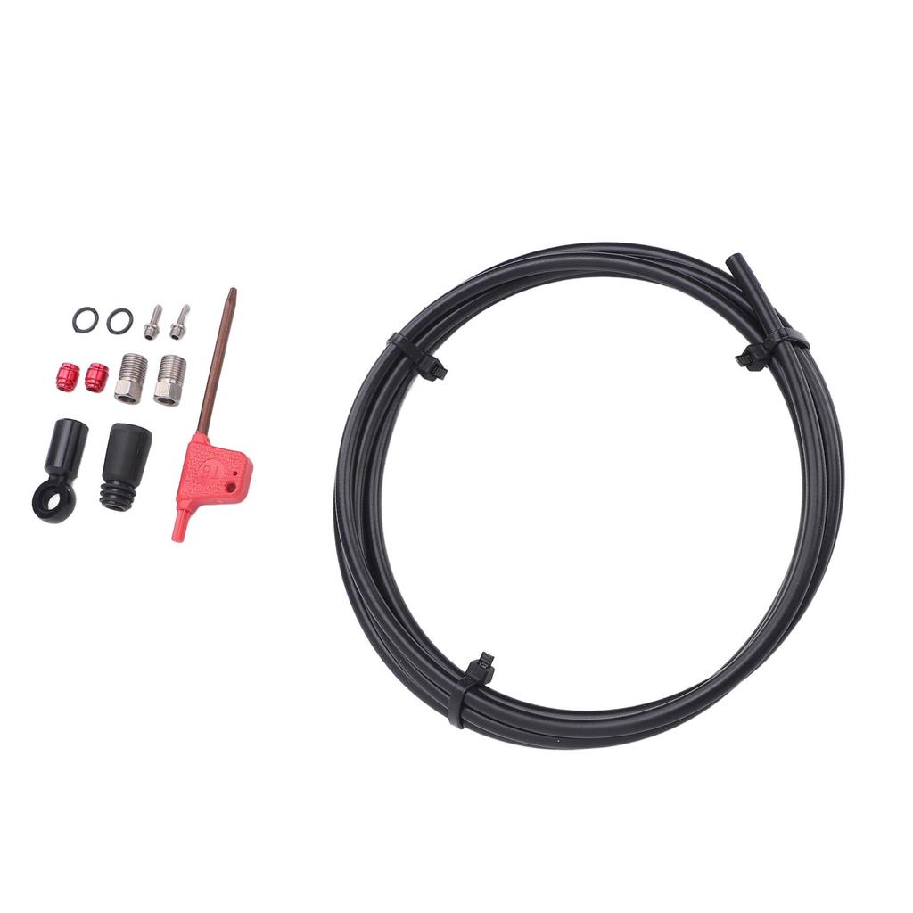 Hydraulic Disc Brake Hose Kit 6.6FT Rubber Metal Hydraulic Disc Brake Hose Fitting Kit for HRD Red