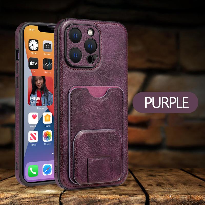 Luxury Solid Color Leather Wallet Card Slot Holder Phone Case For iPhone 16 Pro Max 14 11 12 13 15 Pro Max Shockproof Back Cover