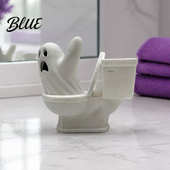Stress Relieving Desk Toys 3D Printed Toilet Ghost Figurine Minimalist Statue Funny Desktop Ornament Whimsical Room Sculptures Creative Halloween