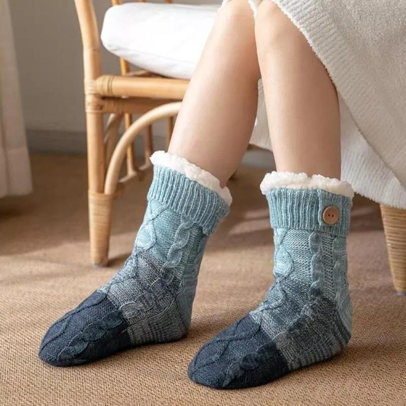 Women Winter Knit Thicken Fleece Lined Indoor Socks Warm Fuzzy Slipper Sock Gift