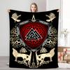 Viking Valhalla Flannel Blanket - Norse Myth with Celtic Knots & Tree of Life, Soft Cozy Throw for Camping/Decor/Gift"