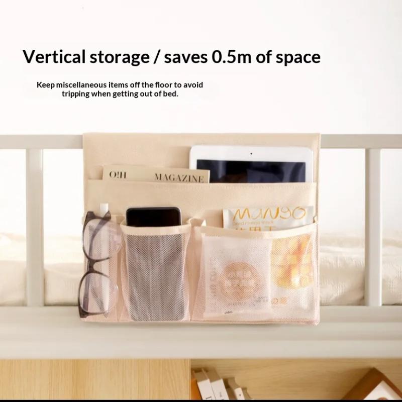 New Storage Basket Hanging Storage Rack Bed Remote Control Bookshelf Dormitory Storage Bag Stand With Hook Bedside Pocket