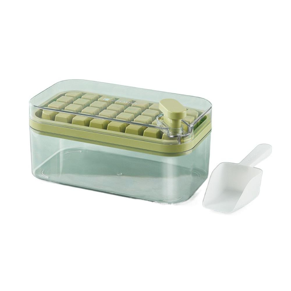 

Контейнер для хранения льда с ложкой, формы для кубиков льда, портативный контейнер для приготовления кубиков льда, для охлаждения напитков Single layer-Green